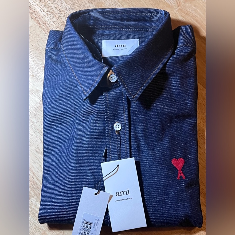 Ami Alexandre Mattiussi  Denim Overshirt SHIRT SNAP FRONT L/S  NEW
